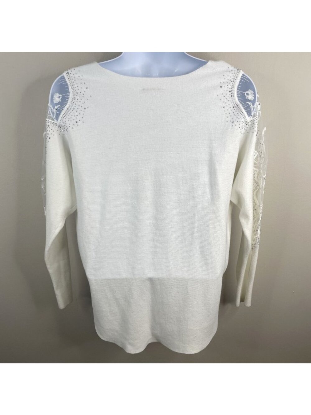 Vila Milano Sweater Women Medium Rhinestone Lace Sleeve City Chic Pullover Party - Picture 5 of 7